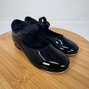Capezio Black Patent Tap Shoes Kids Size 11 N Toddler Mary Jane Strap